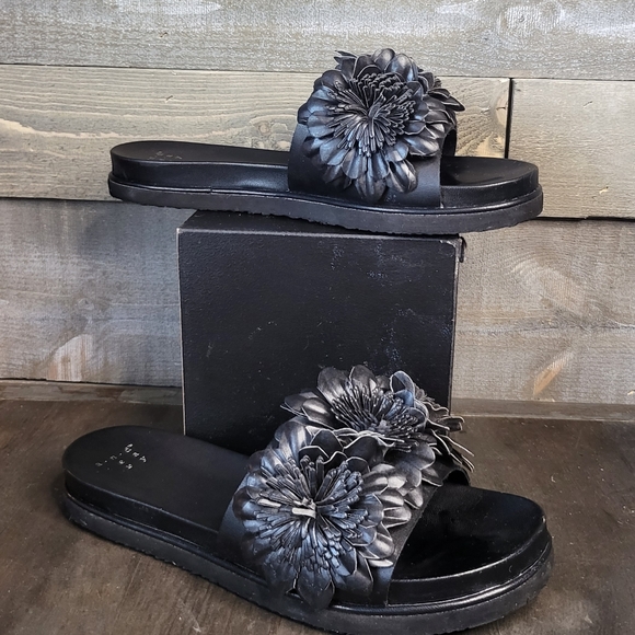 a new day Shoes - A New Day Black Floral Slides